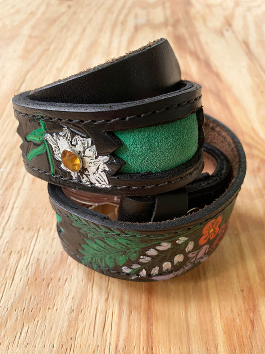 Bloom and Bling Cut-Out Leather Belt