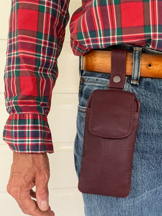 Flap-Top Leather Eyeglass Case