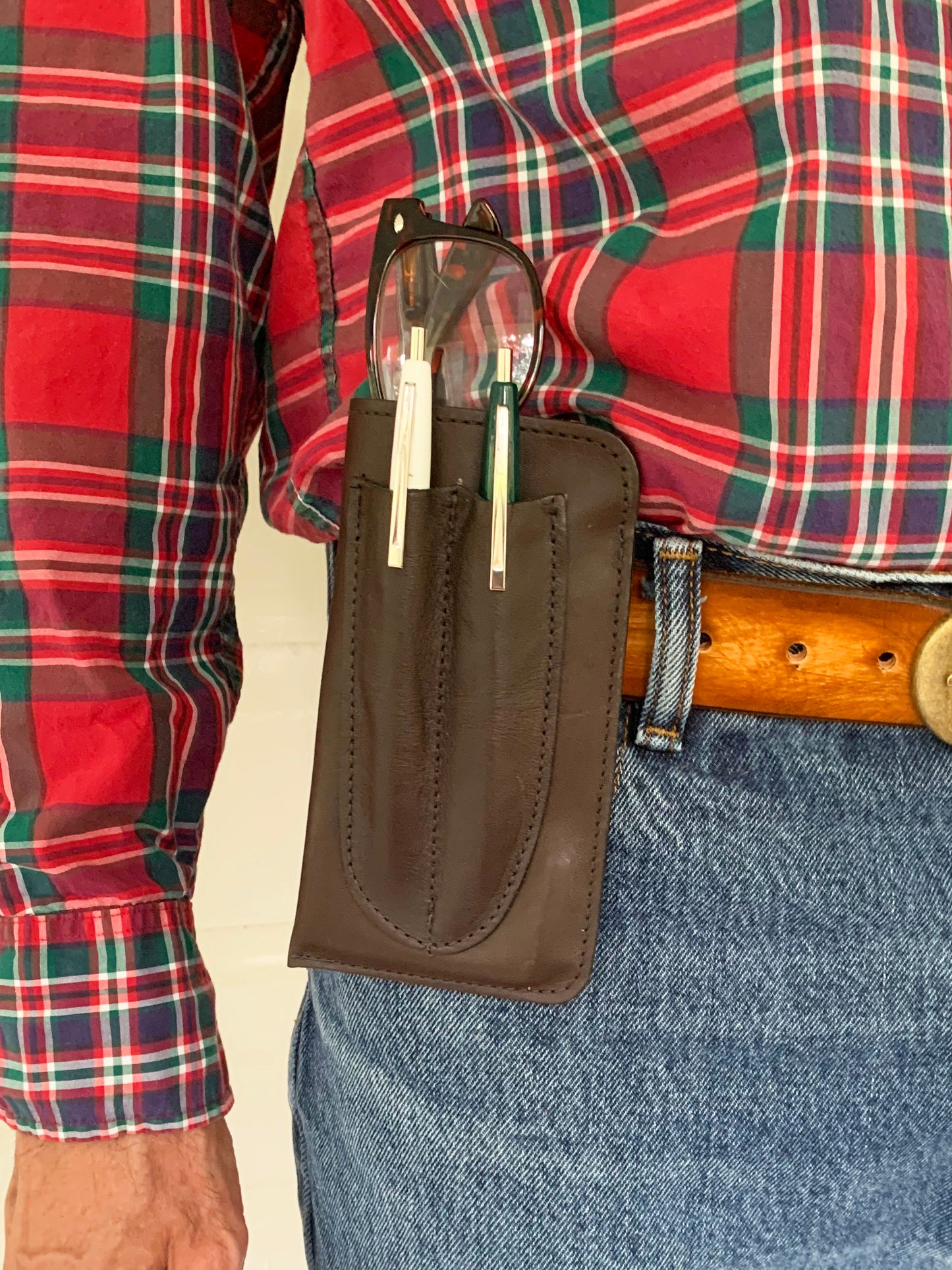 Pens & Peepers 2-Pen Leather Eyeglass Sleeve
