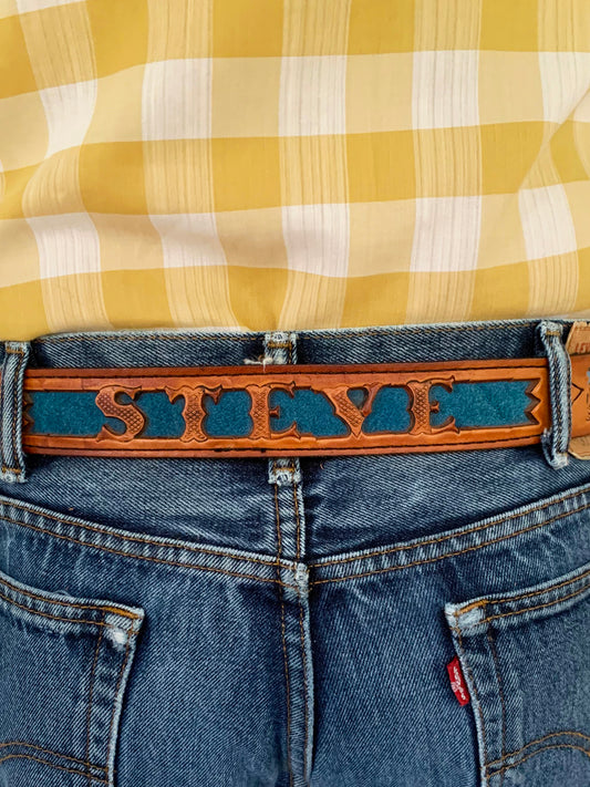 Personalized Fancy Cut-Out Leather Name Belt