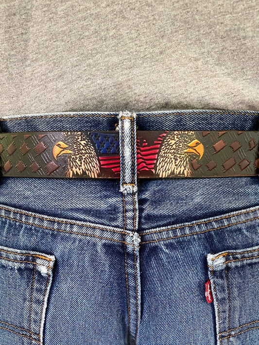American Eagle Patterned Leather Belt