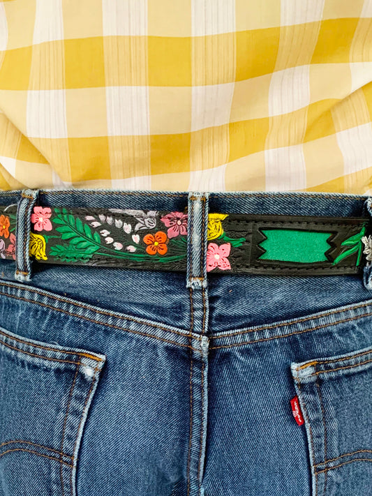 Bloom and Bling Cut-Out Leather Belt