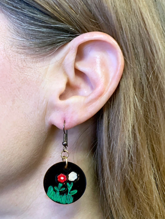 Leather Flower Bouquet Earrings