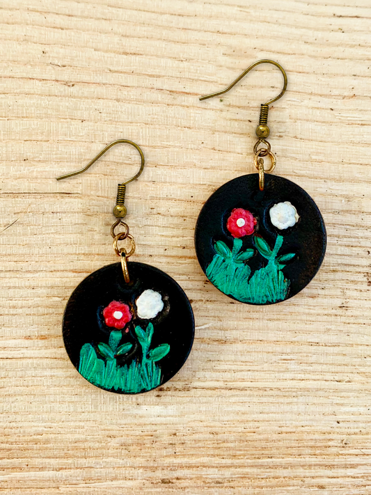 Leather Flower Bouquet Earrings