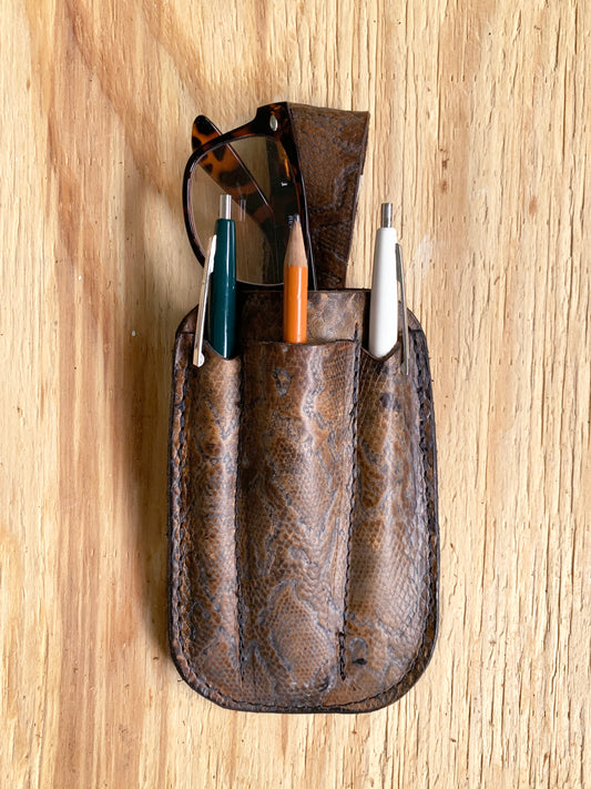 Spec-tacular 3-Pen Leather Eyeglass Case