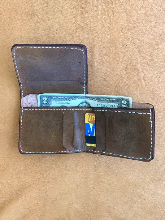 Diagonal Pattern L-Fold Leather Wallet