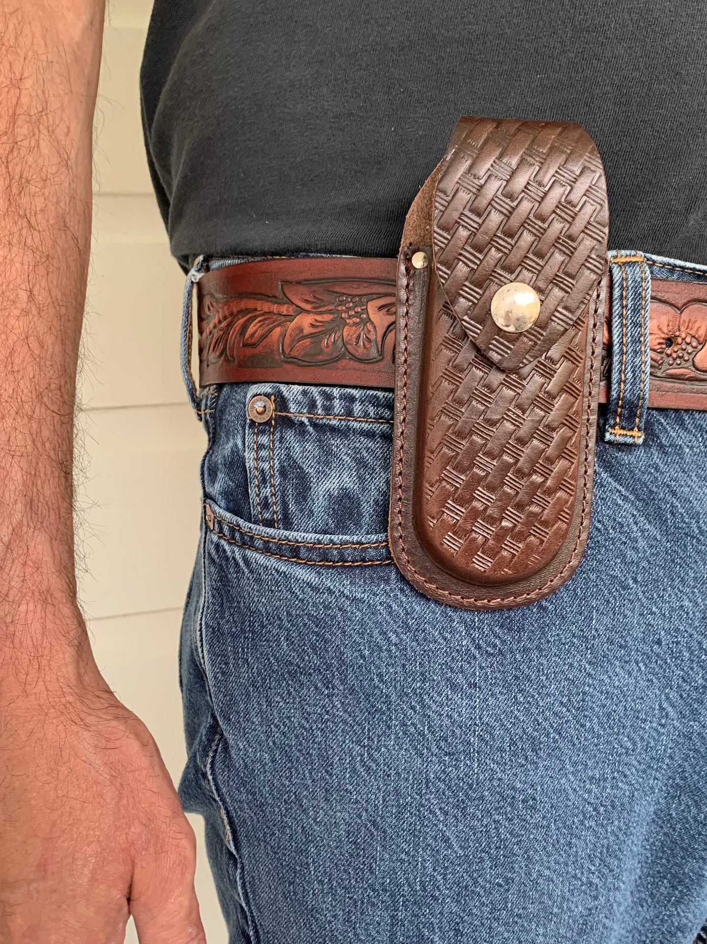 Patterned Leather Knife Holder