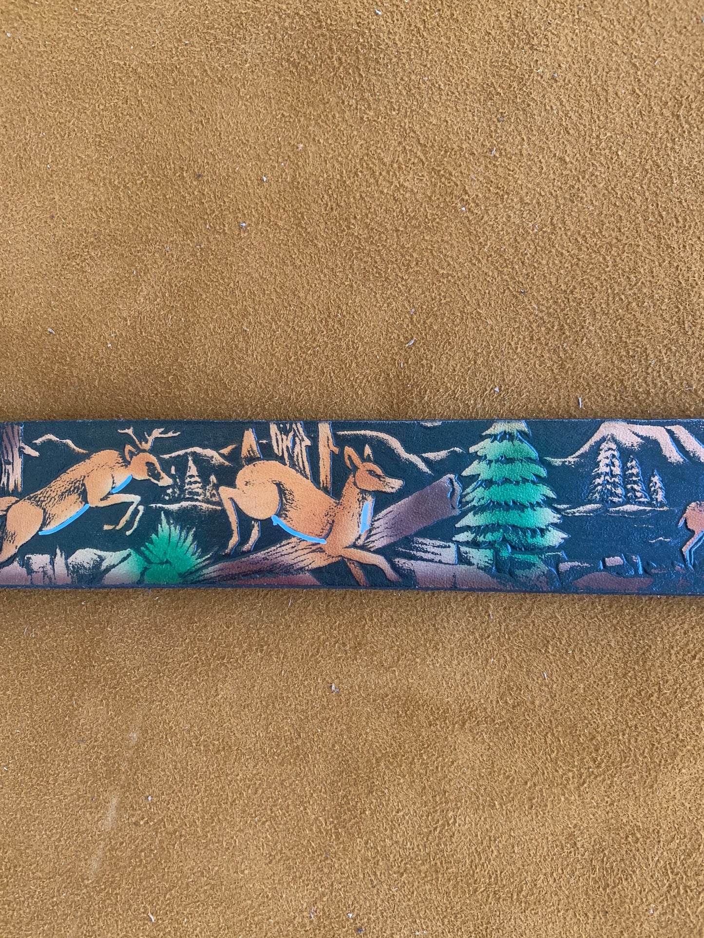 Animals of the Wild Patterned Leather Belt