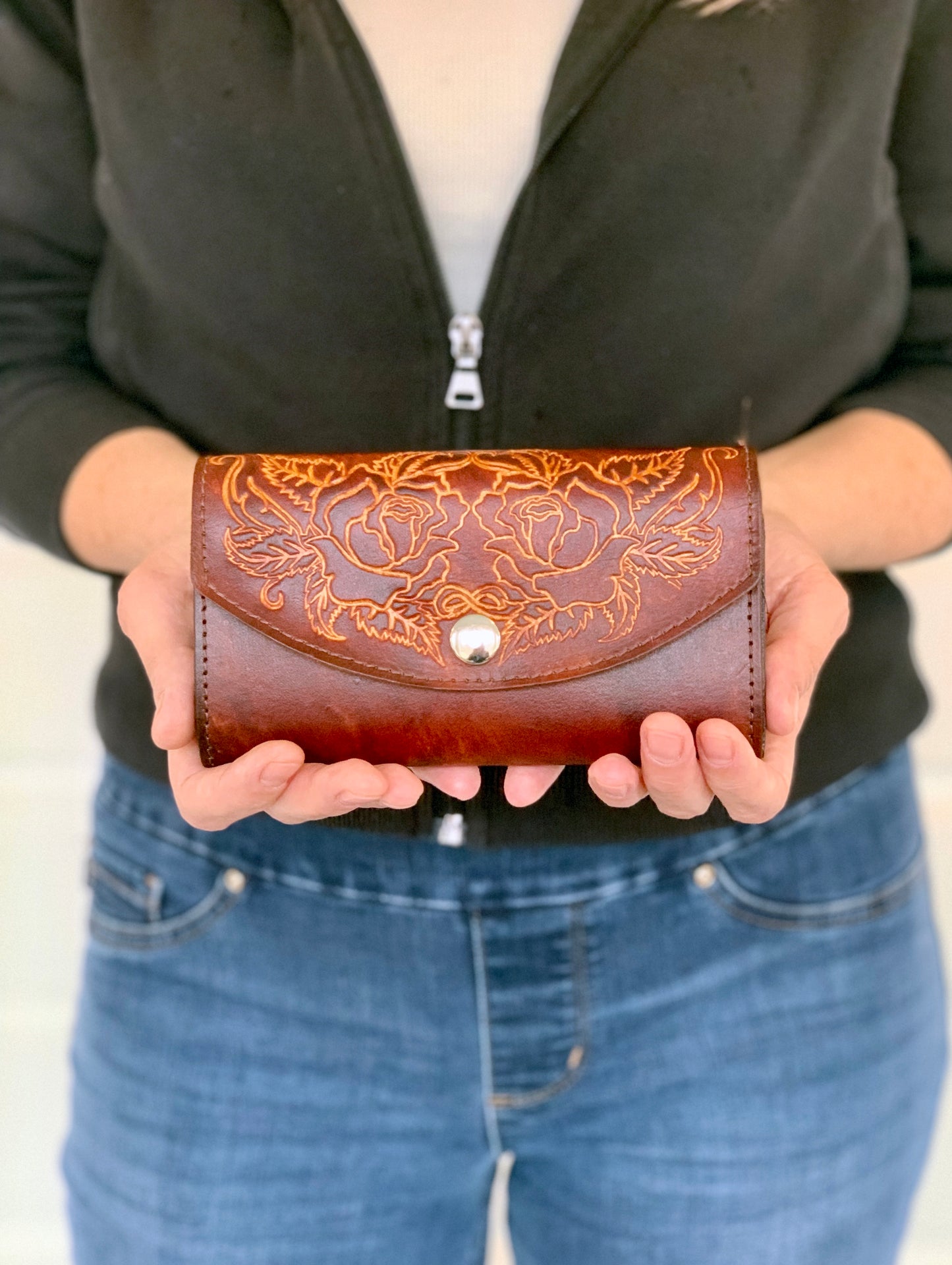 Desert Rose Leather Wallet Clutch