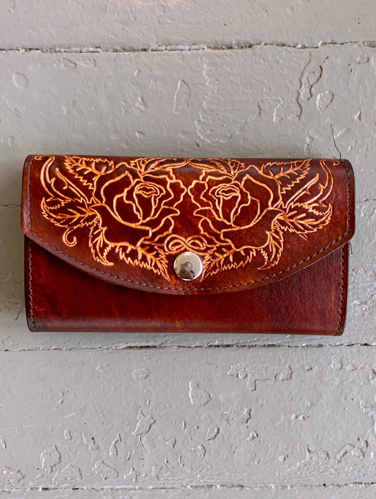 Desert Rose Leather Wallet Clutch