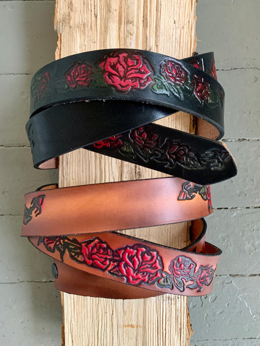 Leather Roses Belt