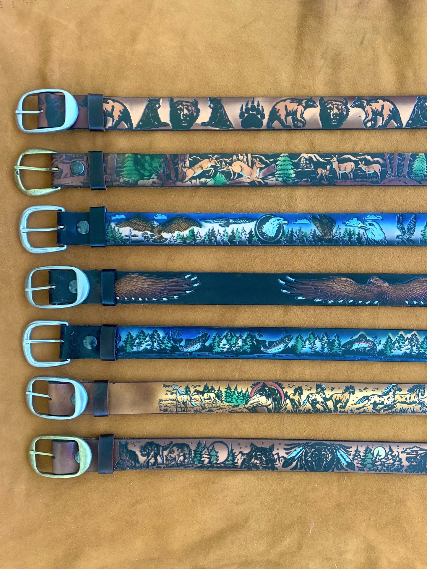 Animals of the Wild Patterned Leather Belt