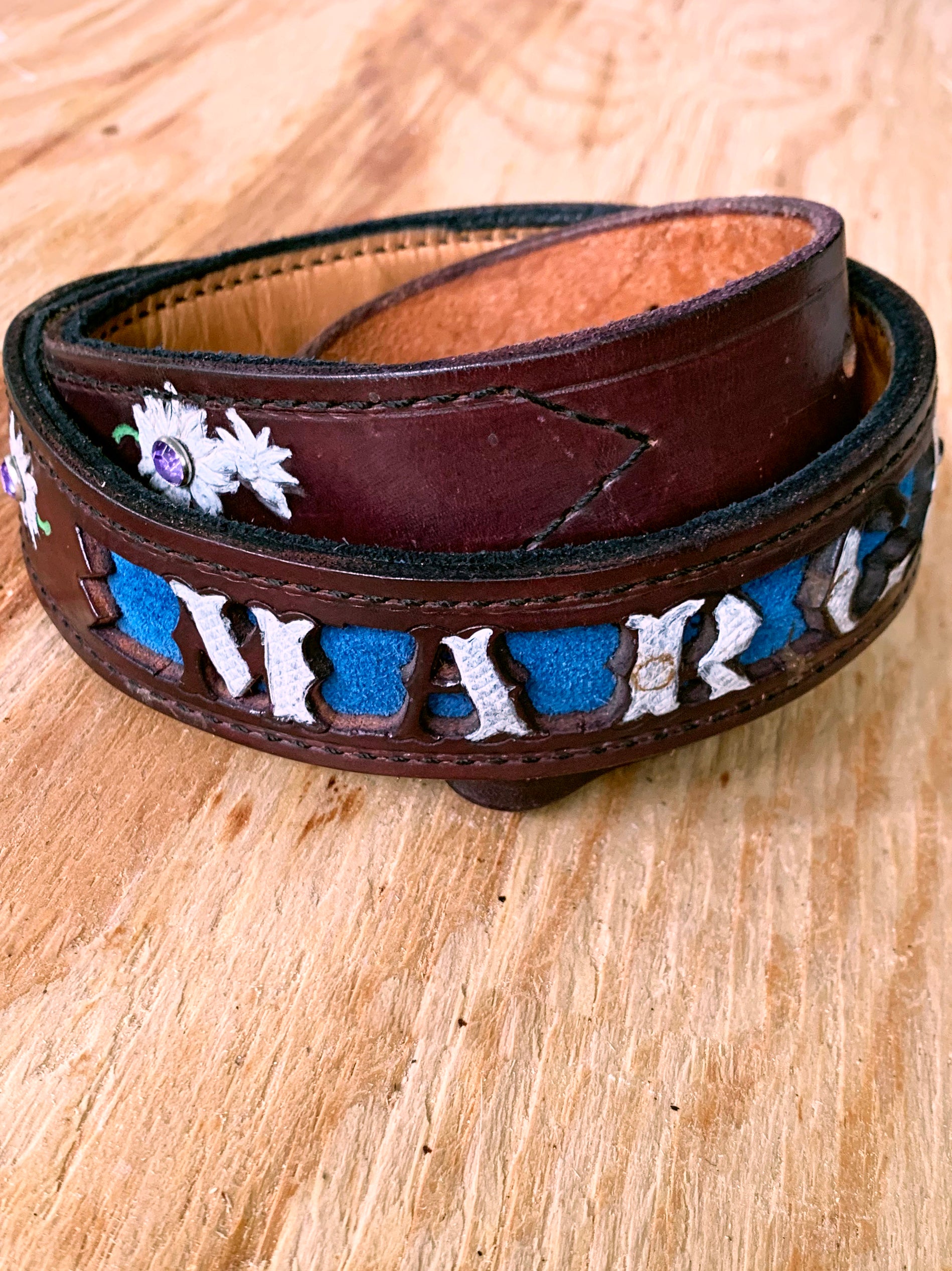 Personalized Fancy Cut-Out Leather Name Belt