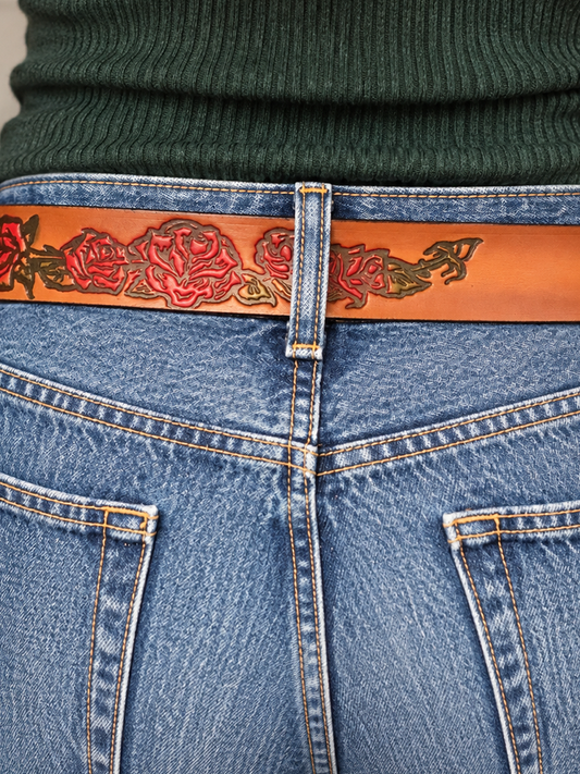 Leather Roses Belt