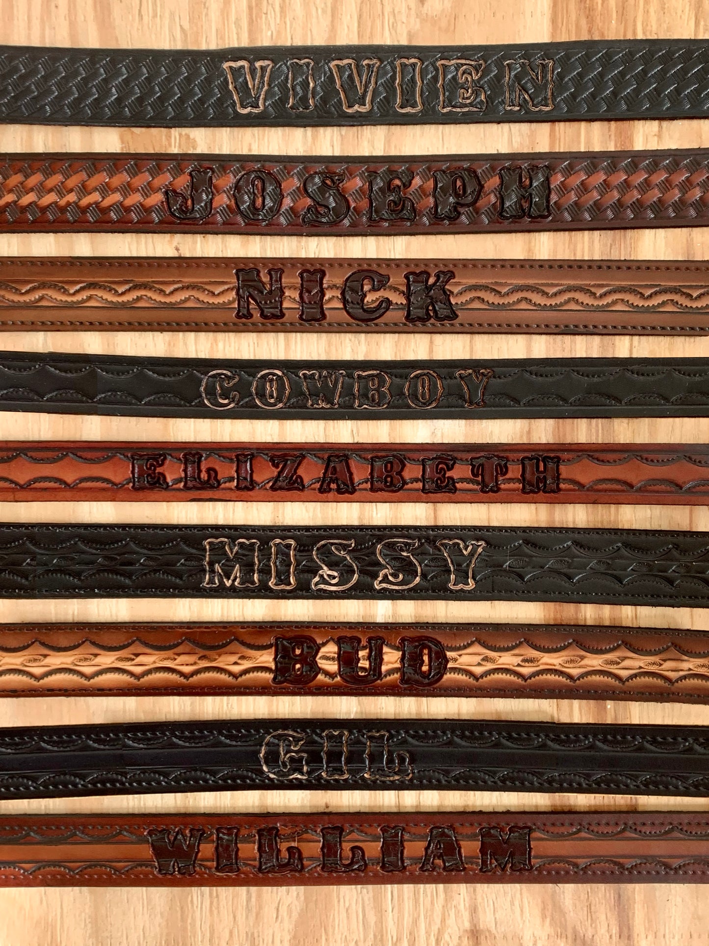 Personalized Patterned Leather Name Belt