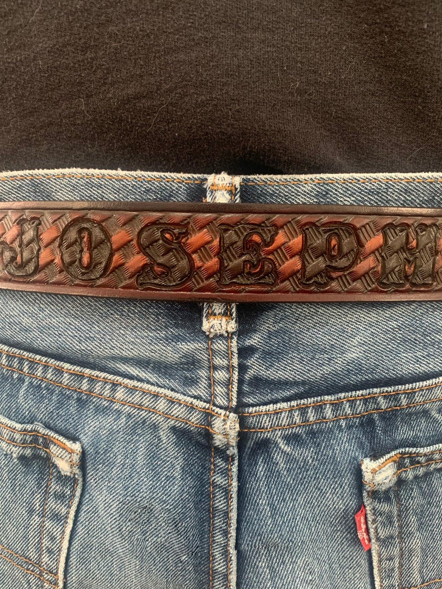 Personalized Patterned Leather Name Belt