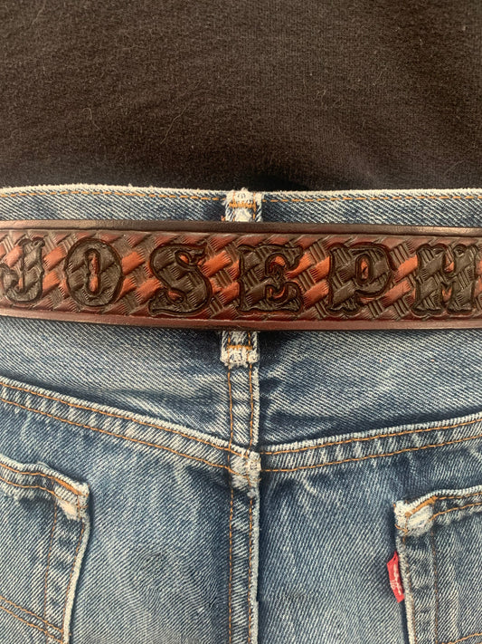Personalized Patterned Leather Name Belt