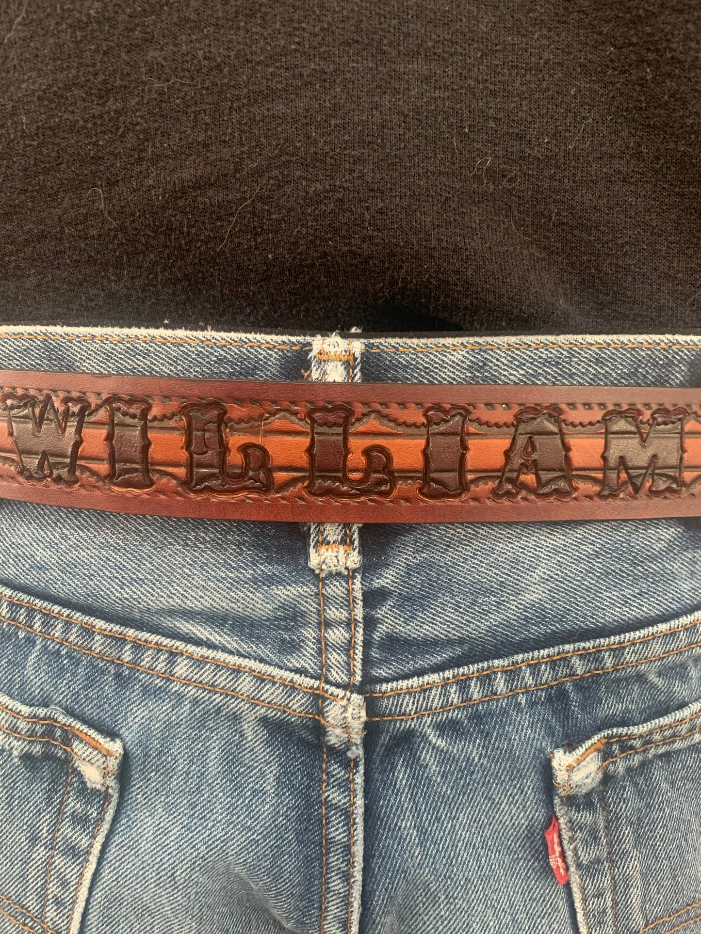 Personalized Patterned Leather Name Belt