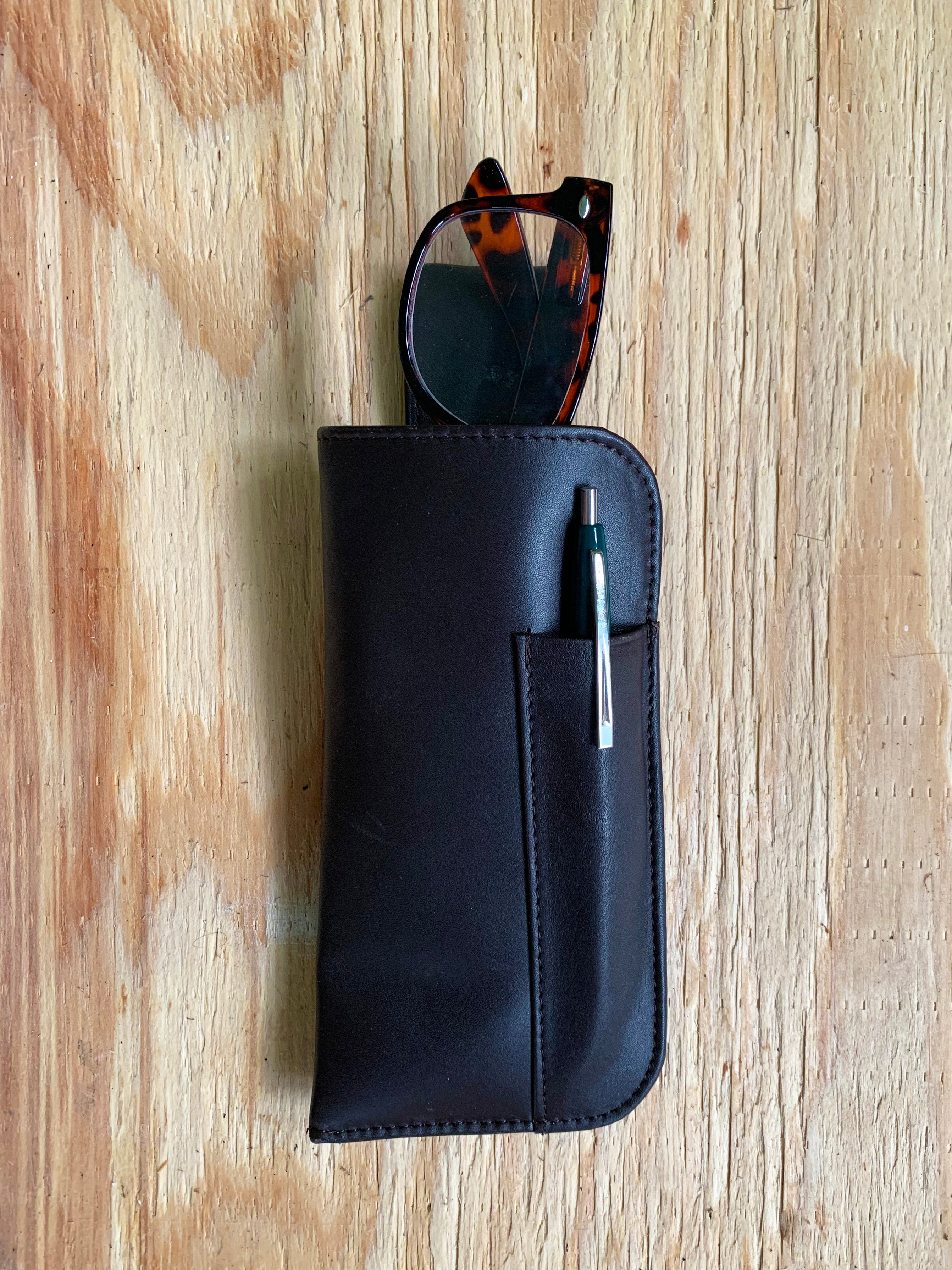 Customized Spectacle Case Pen Pal Single-Pen Leather Eyeglass Case - custom handmade leather ...