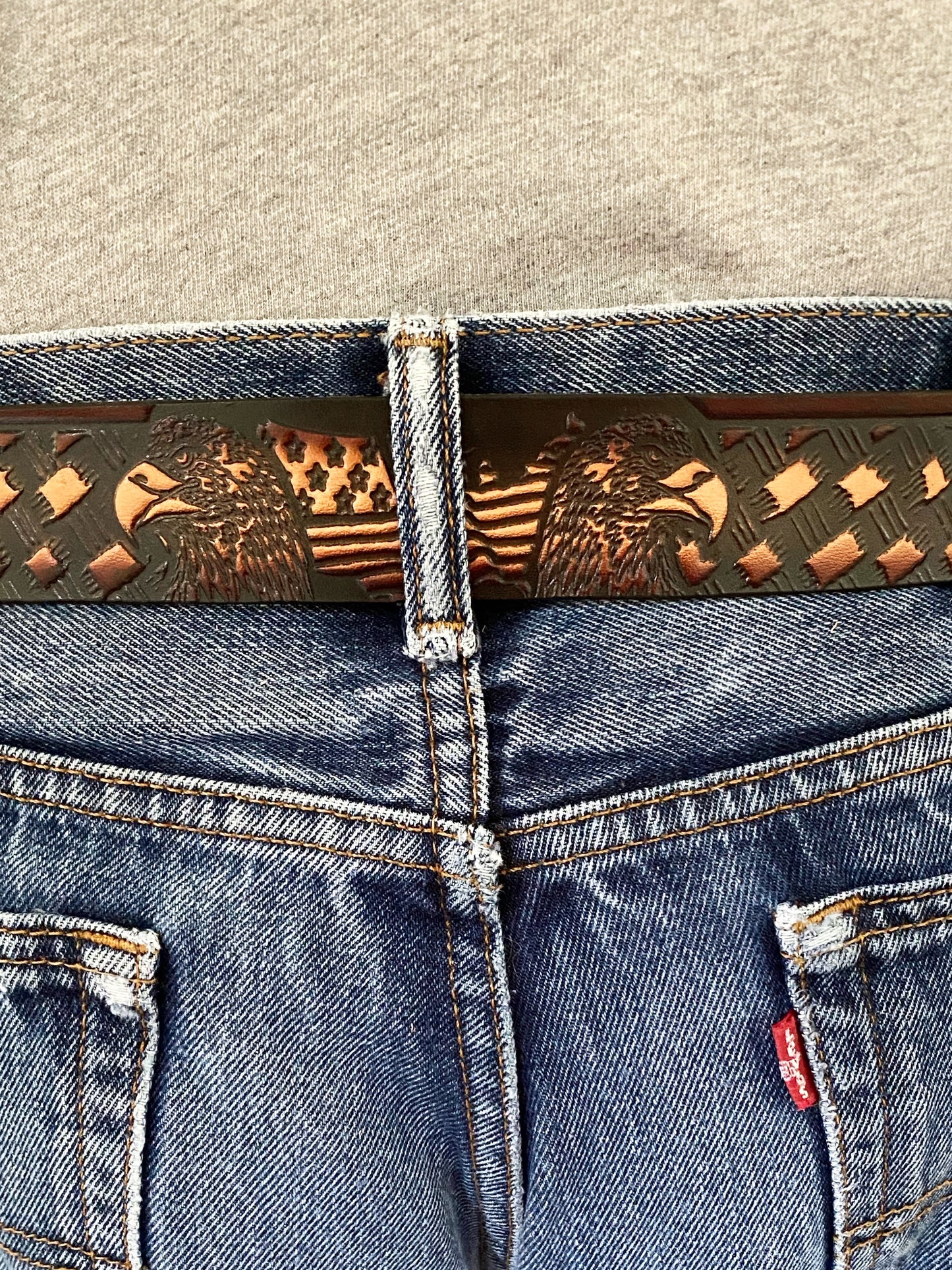 American Eagle Patterned Leather Belt