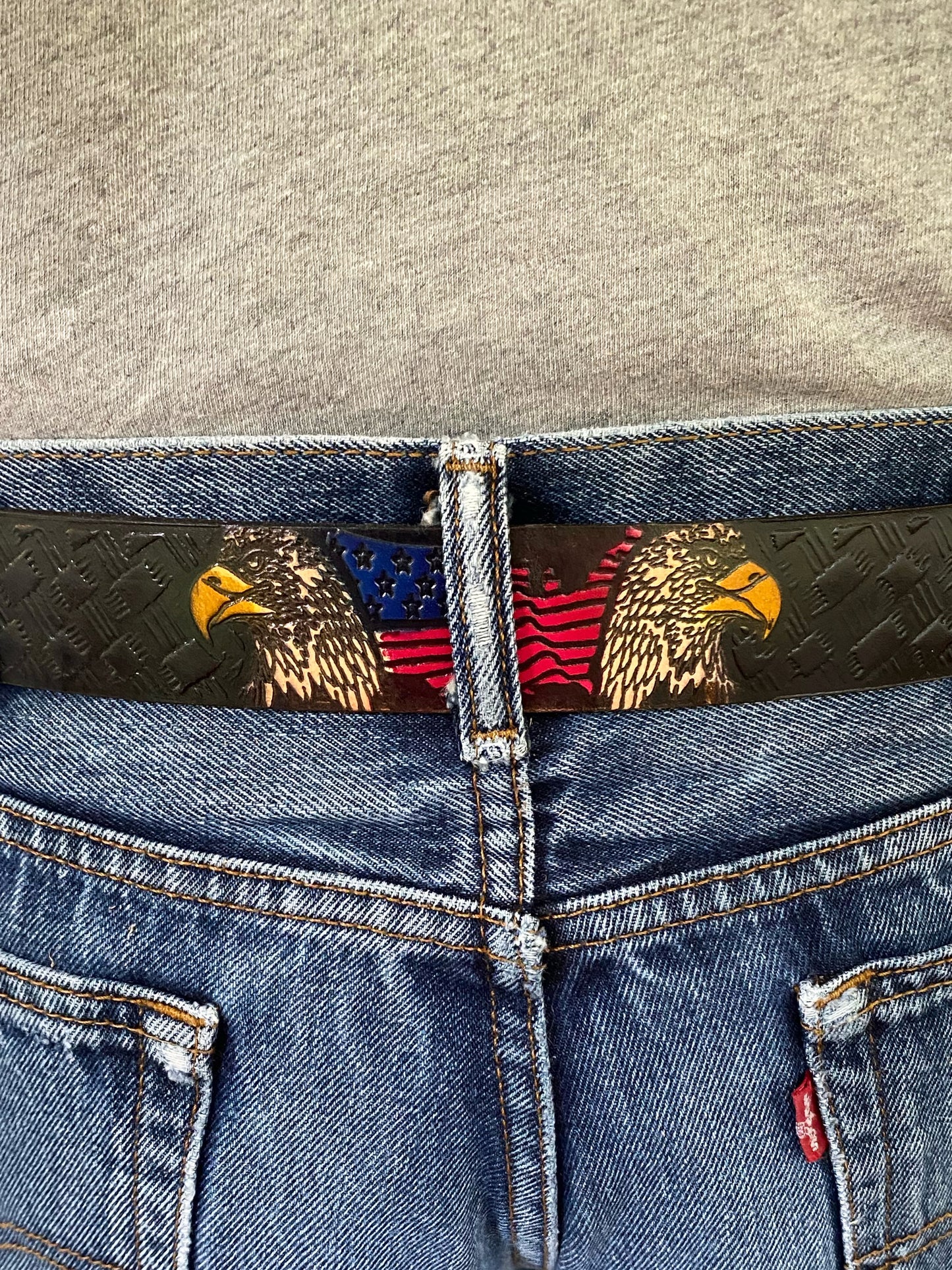American Eagle Patterned Leather Belt