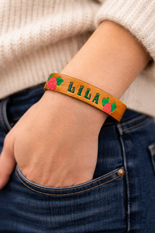 Personalized Leather Name Bracelet