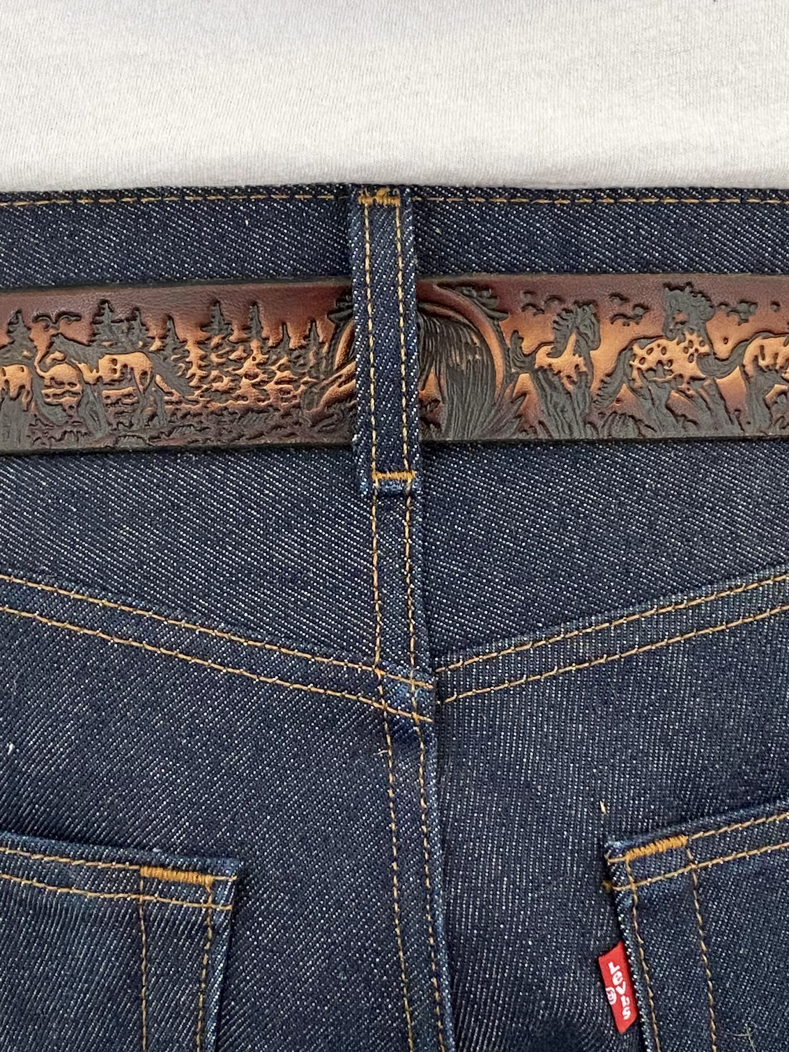 Animals of the Wild Patterned Leather Belt