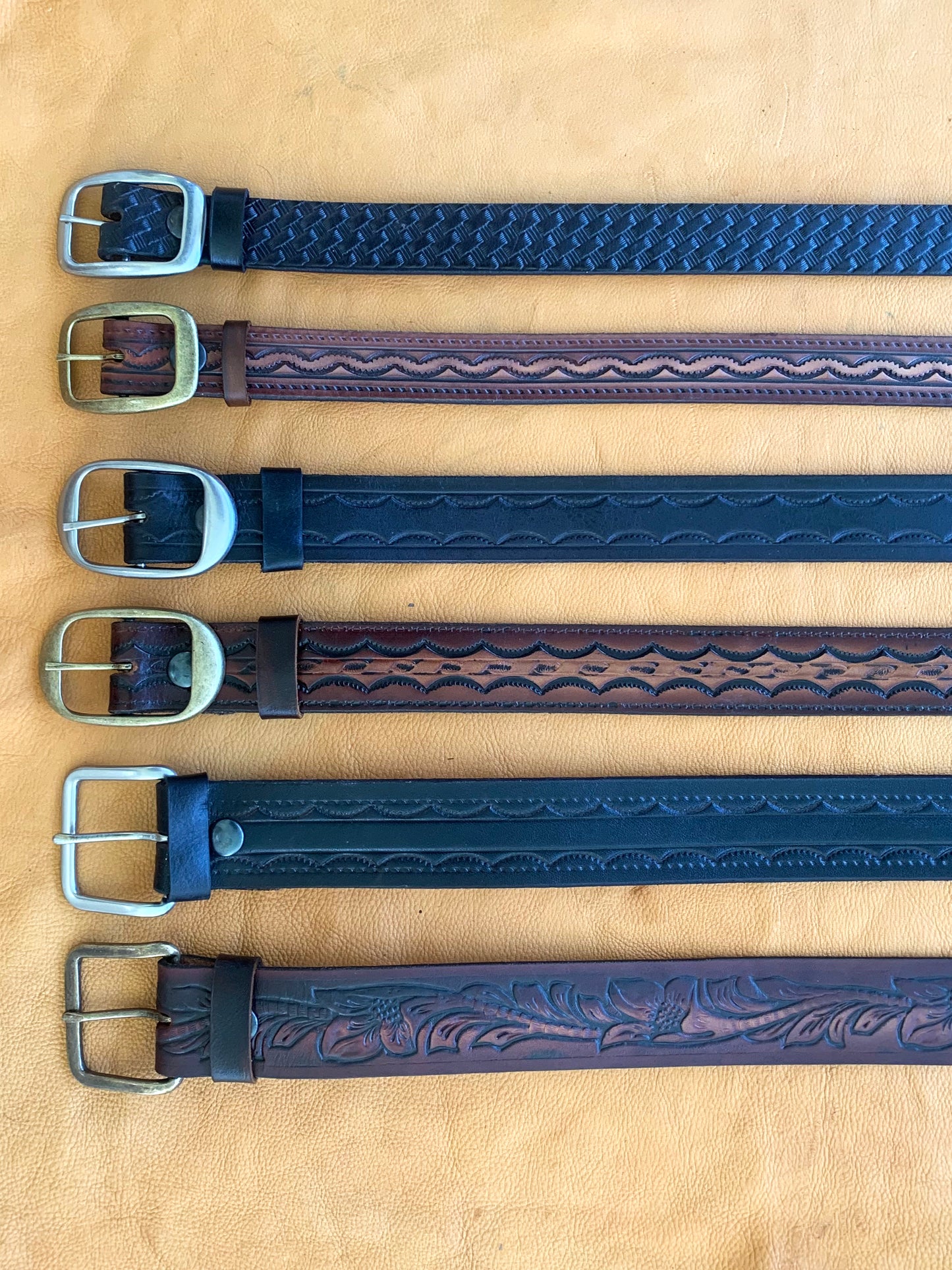 Personalized Patterned Leather Name Belt