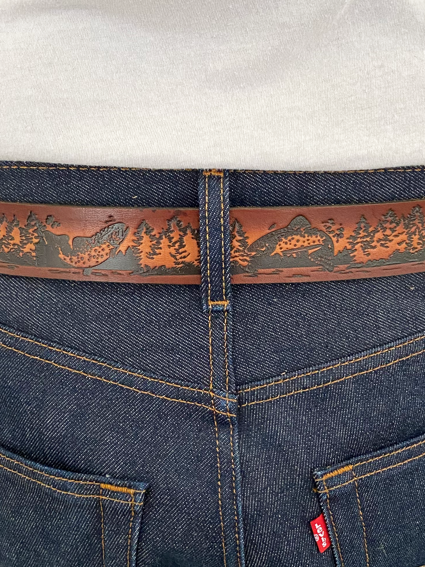 Animals of the Wild Patterned Leather Belt