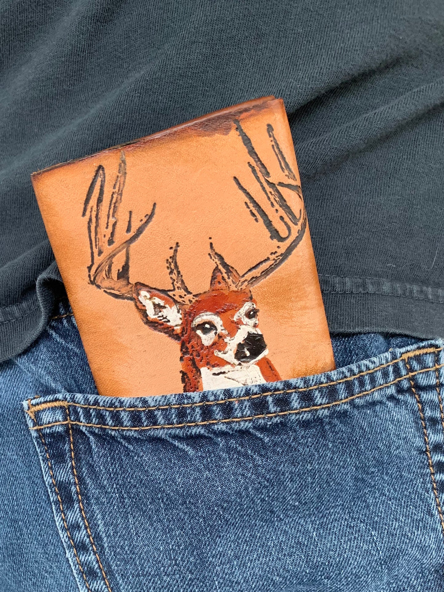 Forest Animal Tri-Fold Leather Wallet