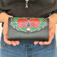A Rose Is Two Roses Black Leather Wallet Clutch
