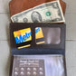Brown Leather Rose Cluster Wallet Clutch