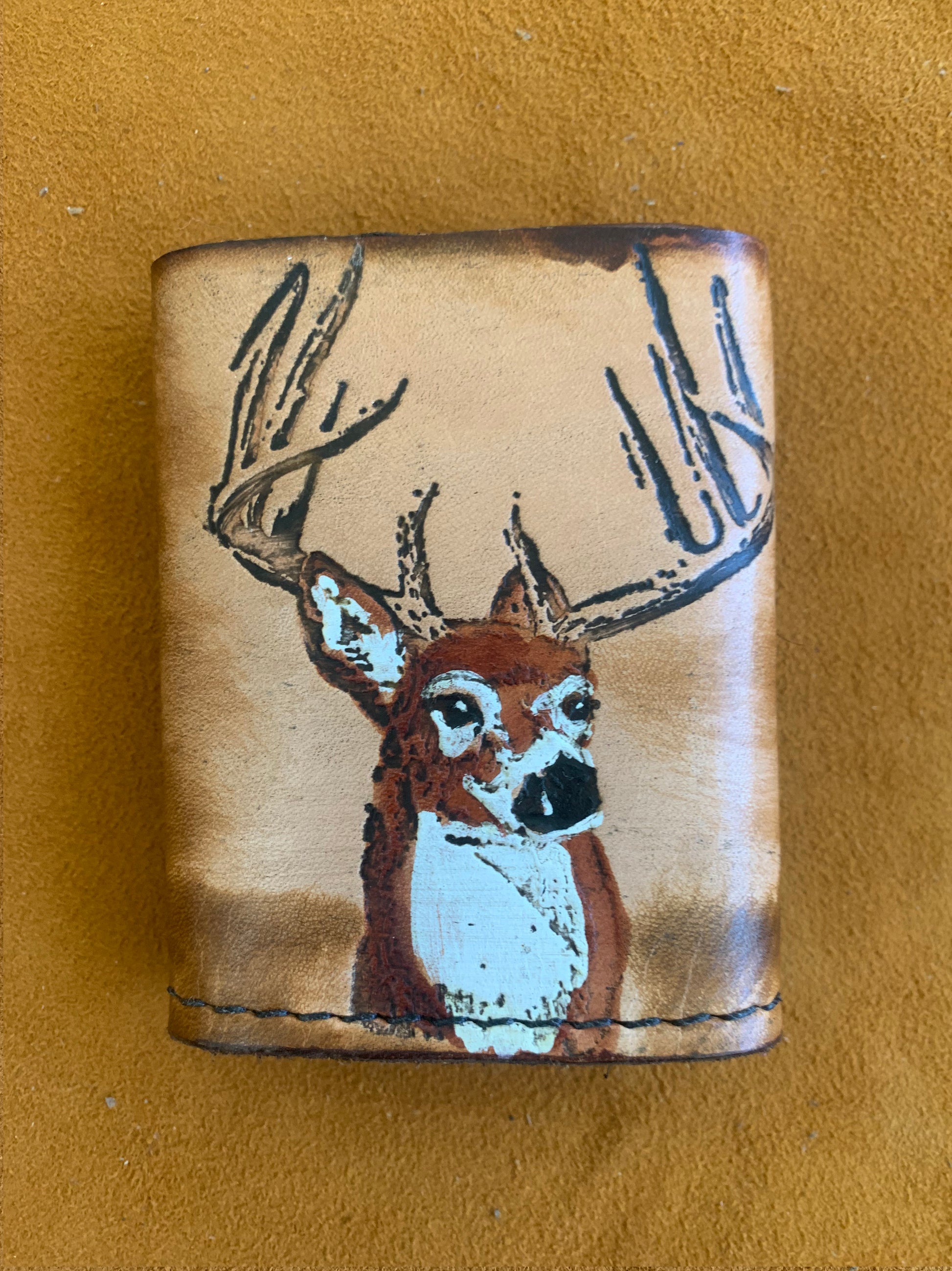 Animals of The Catskills L-Fold Leather Wallet - Custom Handmade Leather Wallet Deer