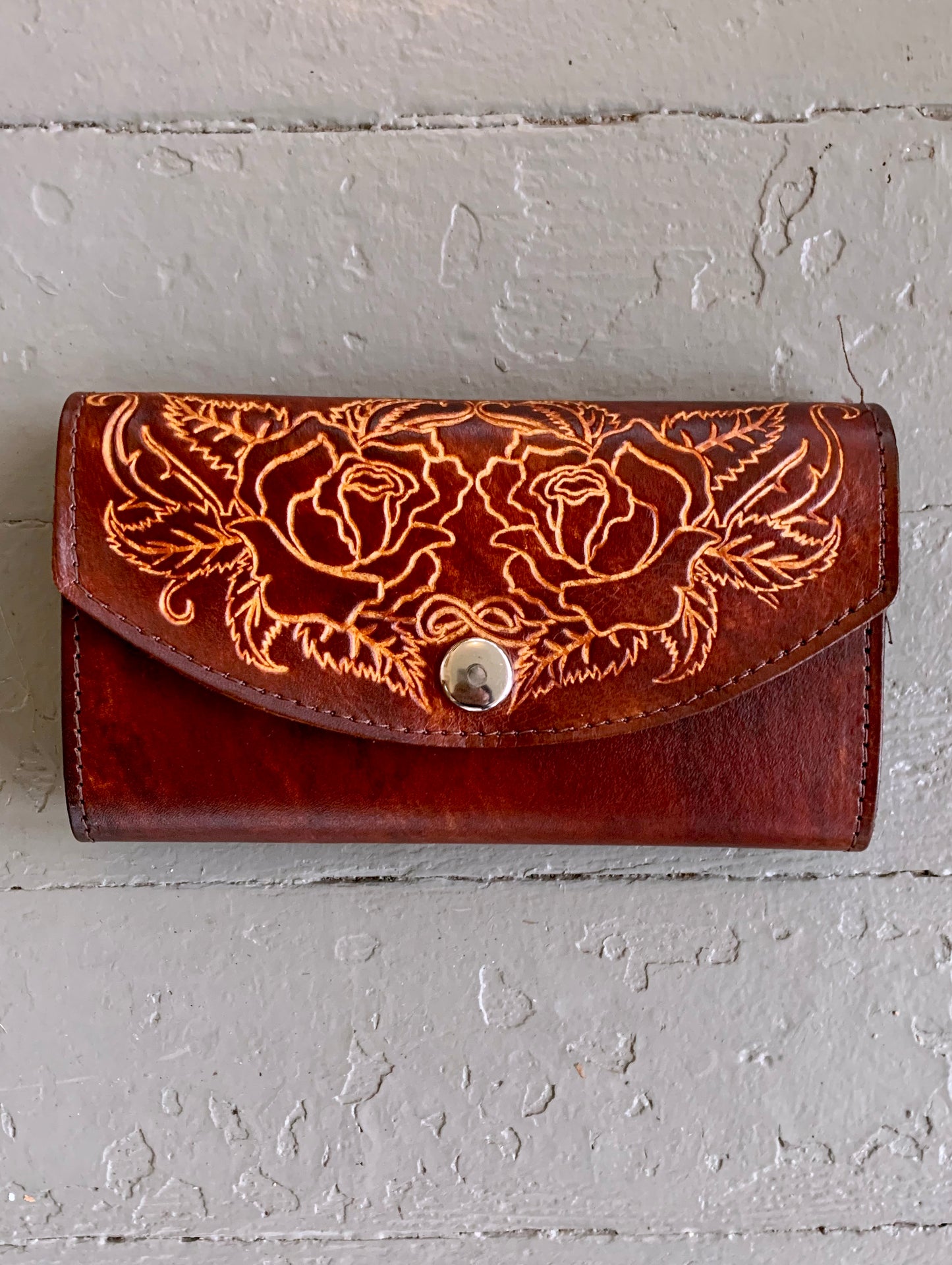 Desert Rose Leather Wallet Clutch