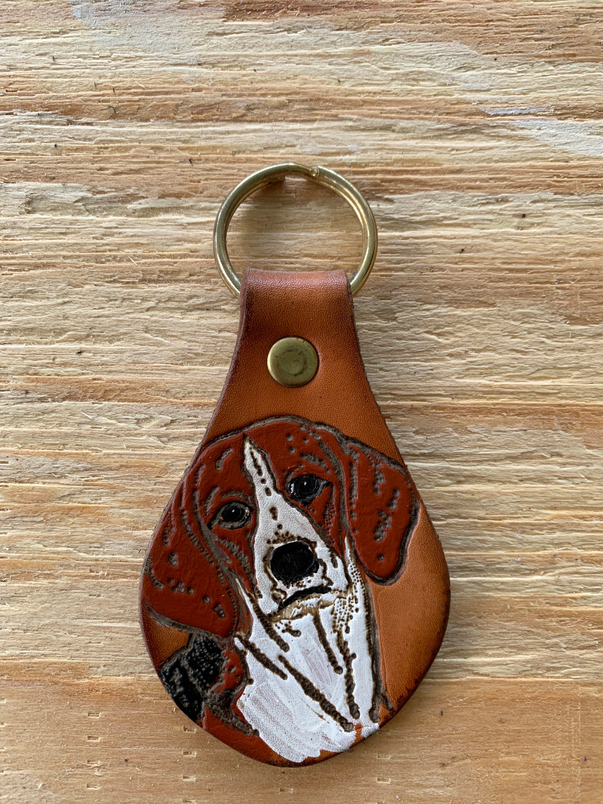 Dog Lovers Leather Keychain - handmade leather keychain – Custom
