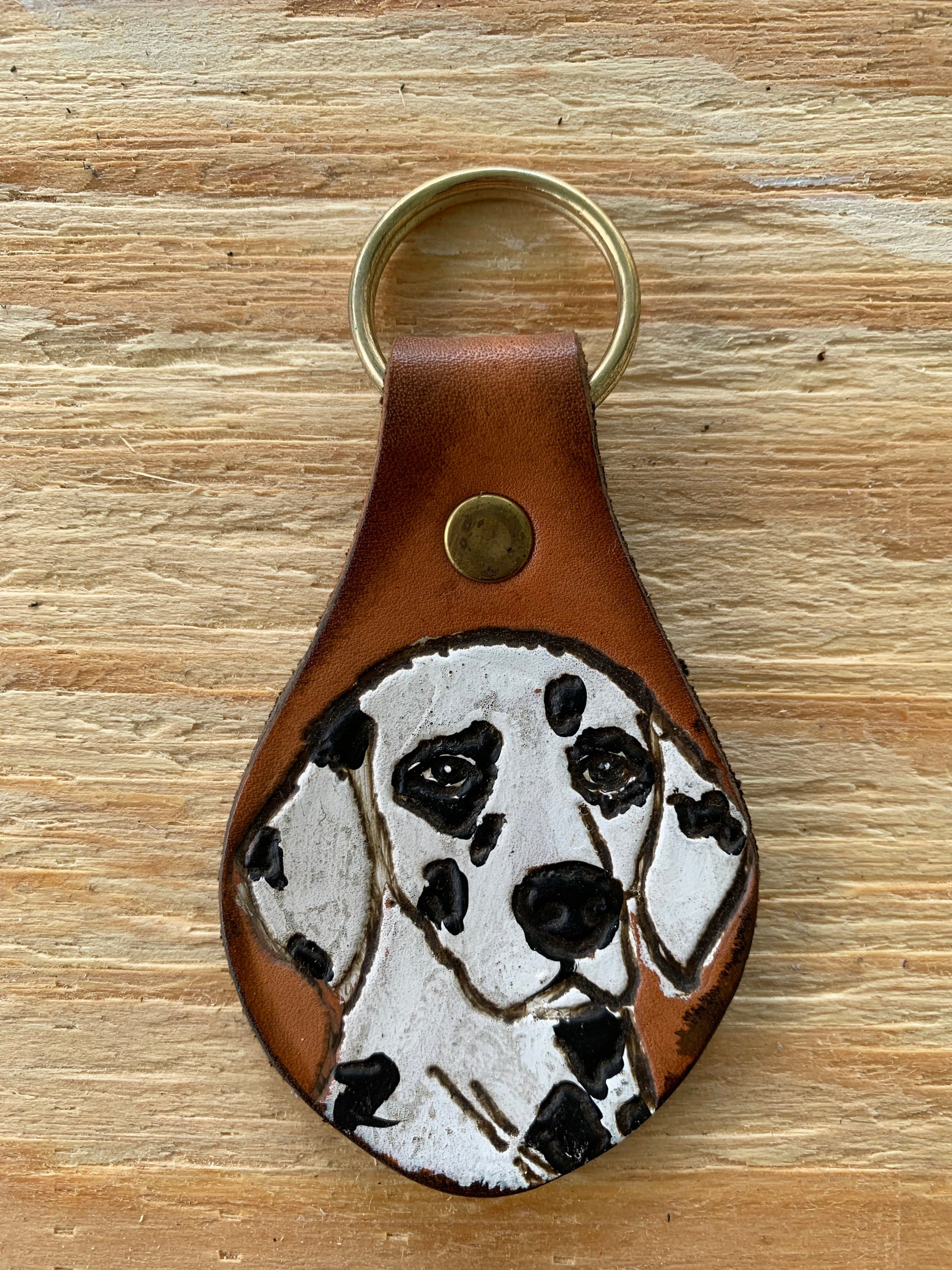 Dog Lovers Leather Keychain - handmade leather keychain – Custom