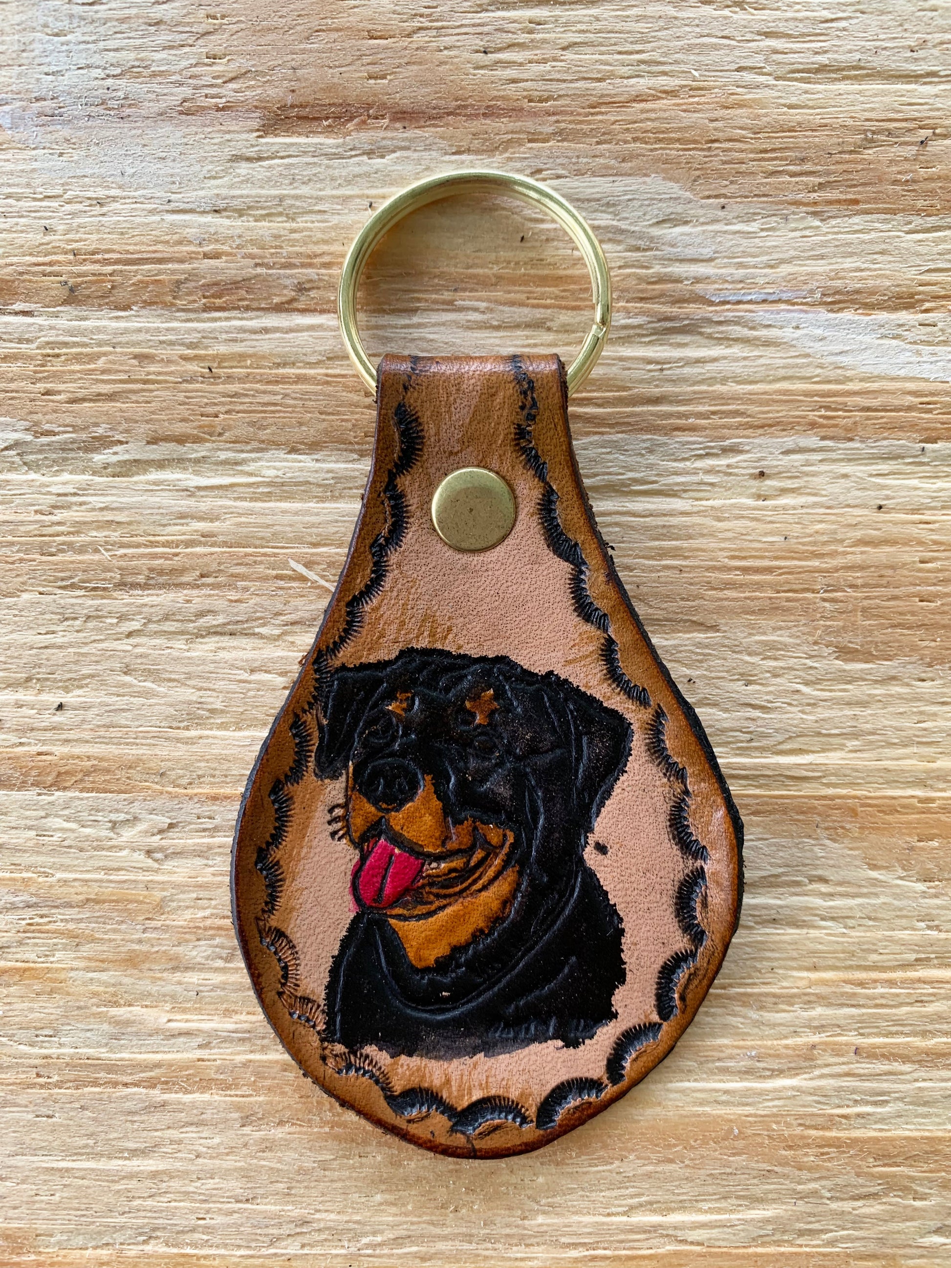 Dog Lovers Leather Keychain - handmade leather keychain – Custom